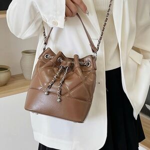 Brown Faux Leather small Purse with silver hardware